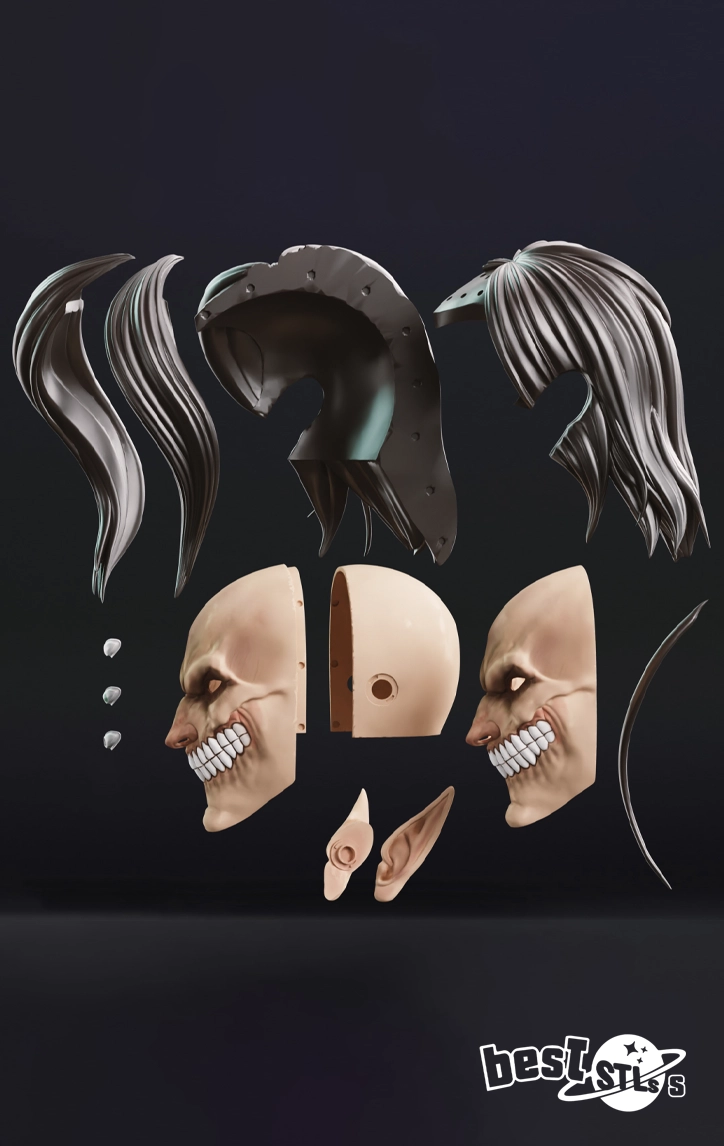 Eren Attack Titan Helmet STL Attack on Titan Cosplay 3D Print File - Image 5