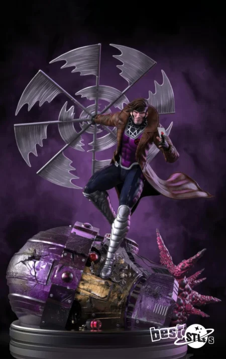 Gambit STL X-Men 3D Print File Marvel Mutant Statue Model