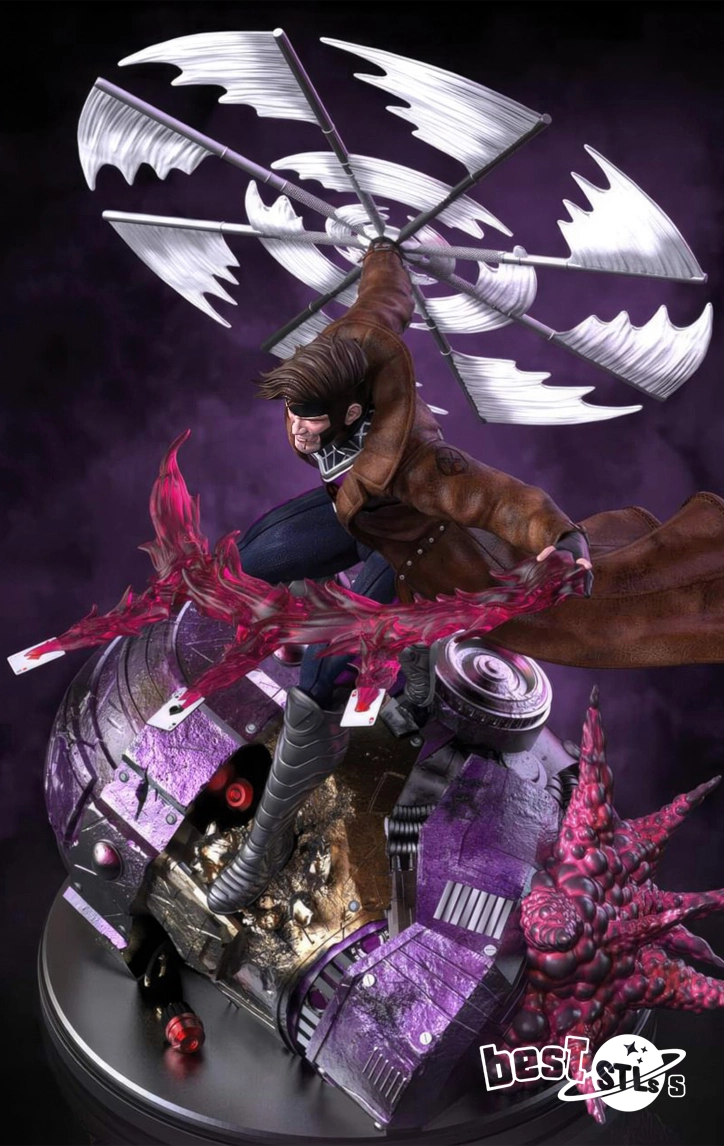 Gambit STL X-Men 3D Print File Marvel Mutant Statue Model - Image 4
