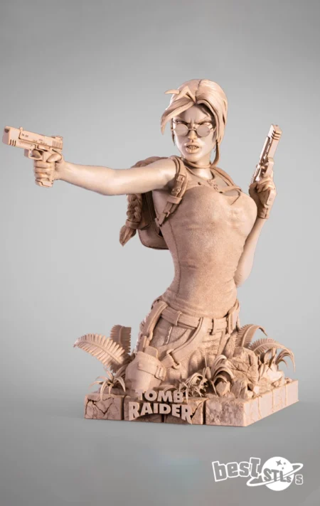 Lara Croft Bust STL 3D Print Model
