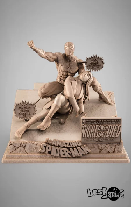 Spiderman and Gwen Stacy Diorama STL 3D Print Model