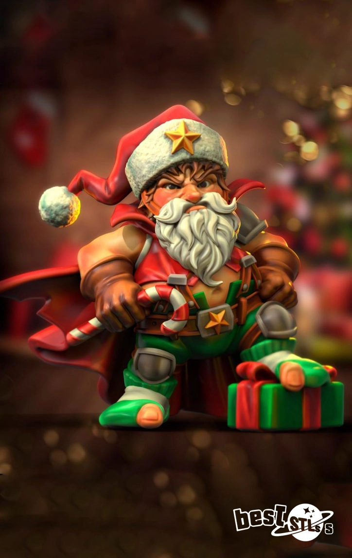 Captain Christmas STL 3D Print Model Festive Superhero Holiday Statue