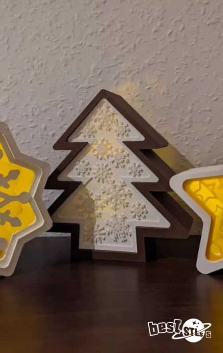 Christmas Tree Snowflakes Panel STL