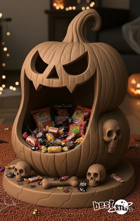 Pumpkin Treat Keeper Halloween Candy Bowl STL Spooky 3D Print Model